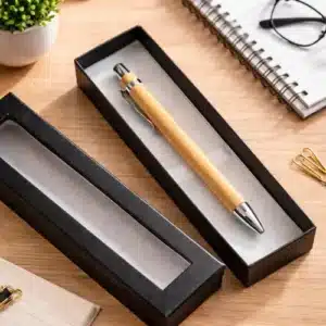 Bolígrafo Lapicera Bambú Grabadas Con Caja A Elección X10 Un Madera Con Caja Color Negro Negro