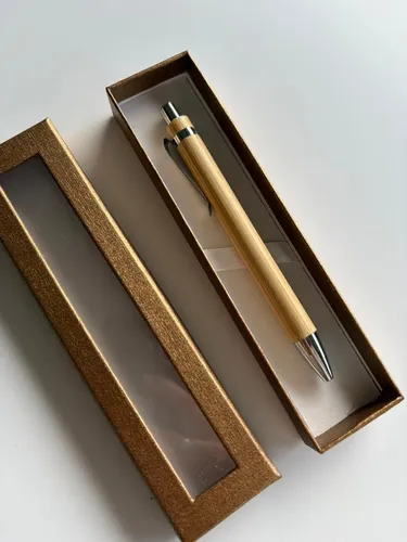 Bolígrafo Lapicera Birome De Bambú Eco Con Caja A Elección Madera Con Caja Color Cobre Negro