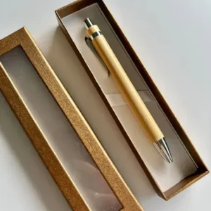 Bolígrafo Lapicera De Bambú Grabada Eco Con Caja A Elección Madera Con Caja Cobre Negro