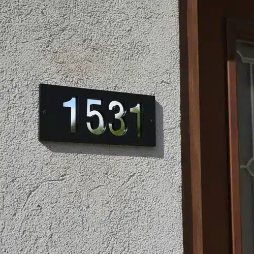 Cartel Numeración Domicilio Casa Direccion Señalizacion 9x29 Negro Con Números Plateado