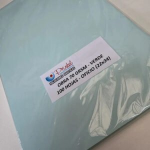 Papel Obra 70 Grs. Verde Tamaño 22x34 Cm. Pack 100 Unidades Verde Claro