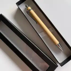 Bolígrafo Lapicera Birome De Bambú Eco Con Caja A Elección Madera Con Caja Color Negro Negro