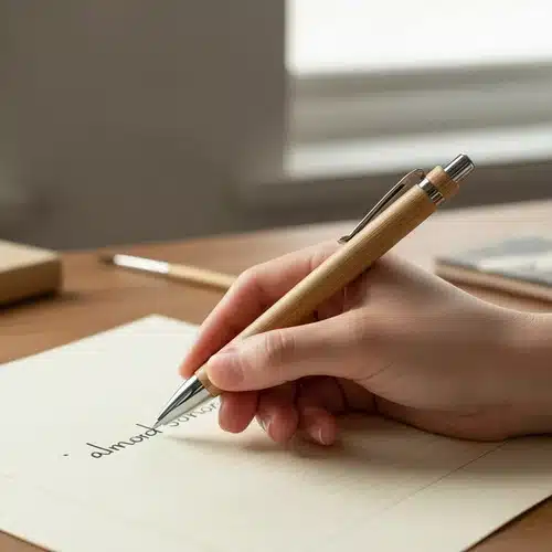 Bolígrafo Lapicera Bambú Grabadas Con Caja A Elección X5 Uni Madera Con Caja Color Beige Negro - Imagen 3