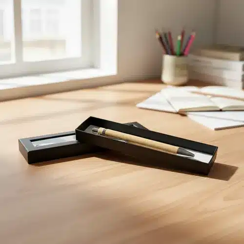 Bolígrafo Lapicera Birome De Bambú Eco Con Caja A Elección Madera Con Caja Color Negro Negro - Imagen 3