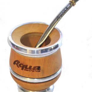 Mate Algarrobo Y Bombilla Chata De Acero Personalizado Laser