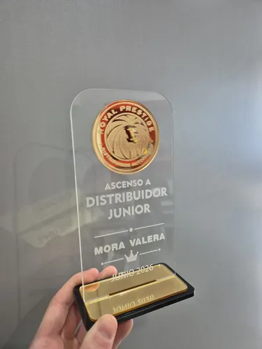Placa Trofeo Premio Reconocimiento Acrílico Rectangular Transparente / Dorado - Imagen 3