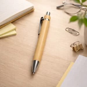 Bolígrafo Lapicera Bambú Eco Personalizada X200 Unidades Beige Negro