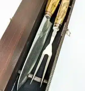 Juego De Trinchar De Madera Hoja Juca 20cm En Caja De Regalo