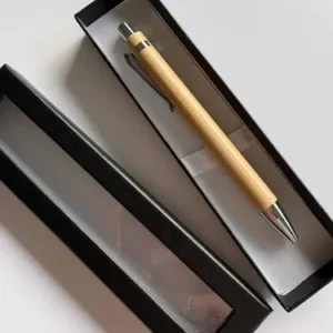 Bolígrafo Lapicera De Bambú Con Caja A Elección X10 Unidades Madera Con Caja Color Negro Negro