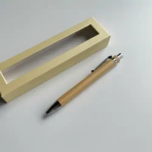 Bolígrafo Lapicera Birome De Bambú Eco Con Caja A Elección Madera Con Caja Color Crema Negro - Imagen 3