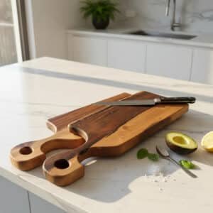 Tabla De Picadas Madera Dura Guayubira 39 X 9 X 2cm Grabadas Lisa Marrón