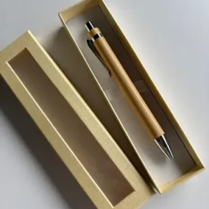 Bolígrafo Lapicera Bambú Grabadas Con Caja A Elección X5 Uni Madera Con Caja Color Beige Negro