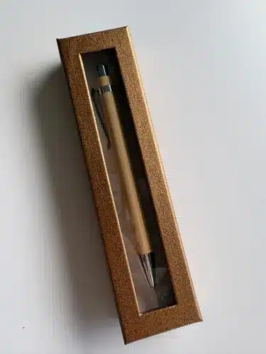 Bolígrafo Lapicera Birome De Bambú Eco Con Caja A Elección Madera Con Caja Color Cobre Negro - Imagen 2