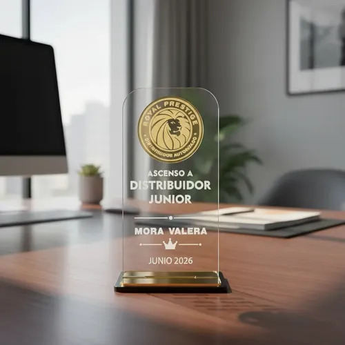 Placa Trofeo Premio Reconocimiento Acrílico Rectangular Transparente / Dorado - Imagen 5