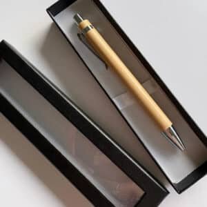 Bolígrafo Lapicera De Bambú Con Caja A Elección X5 Unidades Madera Con Caja Color Negro Negro